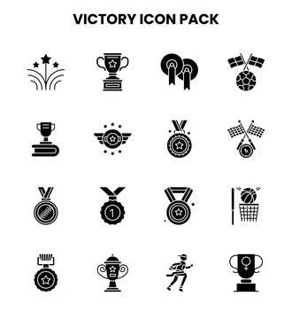 Victory Glyph Vector Icons Pack Stock Illustration