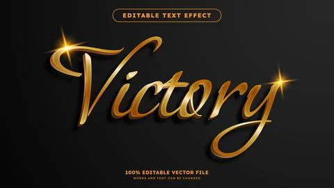 Victory Gold 3D Realistic Editable Text Effect Stock Illustration
