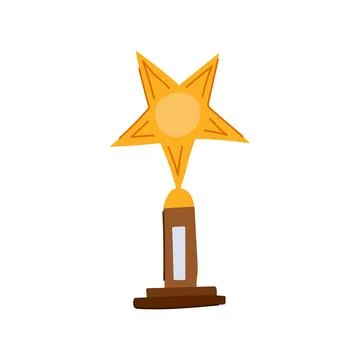 Victory gold trophy cartoon vector illustration Stock Illustration