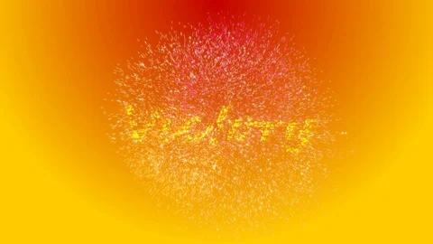Victory Greeting Text with Particles and Sparks on Yellow Background with Color  Stock Footage