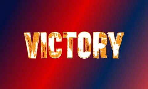 Victory Grunge Text Graphic on Dramatic Red and Blue Gradient Stock Illustration