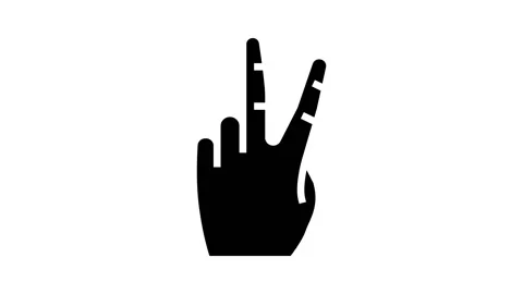 Victory hand gesture glyph icon animation Stock Footage 222824691