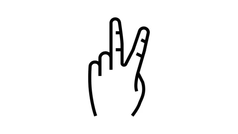 Victory hand gesture line icon animation Stock Footage 224324574