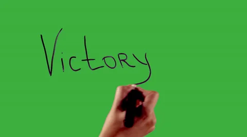 Victory - Hand writing on green screen Stock Footage 33784272