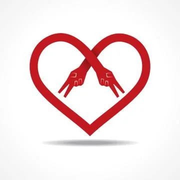 Victory hands make heart shape stock vector Stock Illustration