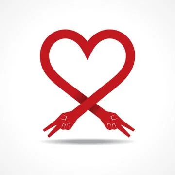 Victory hands make heart shape stock vector Stock Illustration