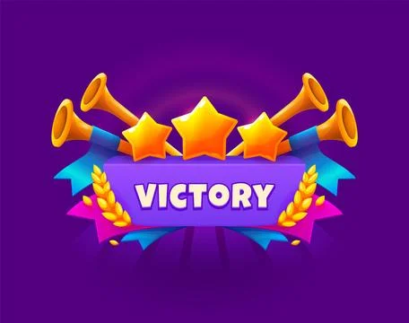 Victory icon or game UI badge with heraldic laurel Stock Illustration