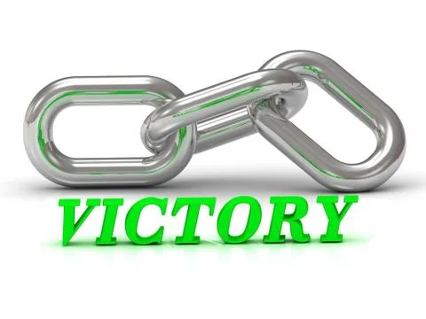 VICTORY- inscription of color letters and Silver chain of the section on whit Stock Illustration