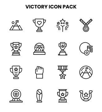 Victory Line Graphics Icons Pack Stock Illustration