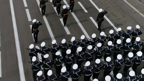 The Victory Parade On Palace Square In Saint Petersburg Stock Footage