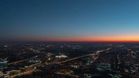 Victory Park in summer evening timelapse, sunset. View from Moscow City, Russia Vídeo Stock 166369029
