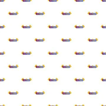 Victory ribbon banner repeating pattern on white background Stock Illustration