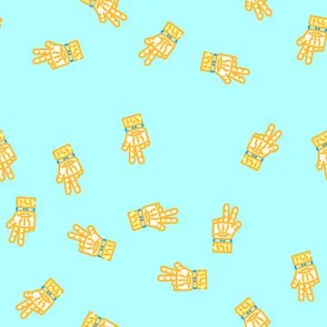 Victory robot hand gesture vector seamless pattern Illustrazione stock
