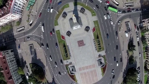 Victory Square, Minsk - Nezavisimosti Prospect in Minsk, Belarus Stock Footage