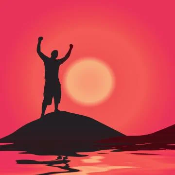 Victory At Sunset Stock Illustration