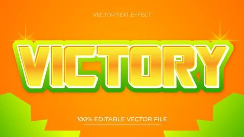 Victory Text Effect Editable Font Effect green and yellow gradient Stock Illustration