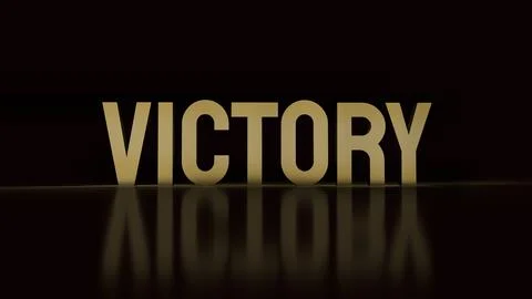 The victory text gold surface in black background 3d rendering. Stock Illustration