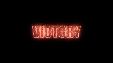 Victory text written in glowing red fire particles against a solid black Stock Footage 346338512