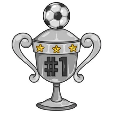 Victory trophy cup decorated with ball Stock Illustration