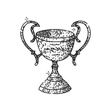 Victory trophy sketch hand drawn vector Stock Illustration