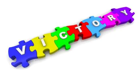 Victory is a word from multicolored puzzles Stock-Illustration