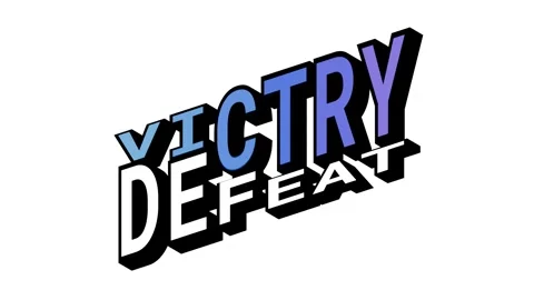 VICTRY vs DEFEAT, 3D Text Animation in Isometric View with Opposite Word Motion Stock Footage 314264184