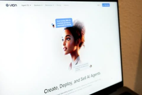 Vida website displaying ai agent virtual 库存照片