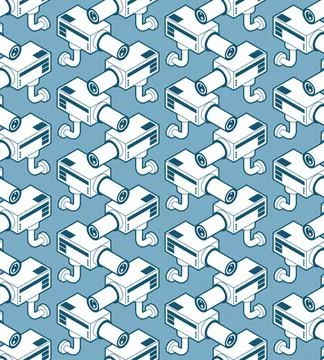 Videcam pattern seamless. Security camera background. Vector texture Stock Illustration