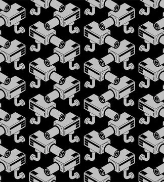 Videcam pattern seamless. Security camera background. Vector texture Stock Illustration
