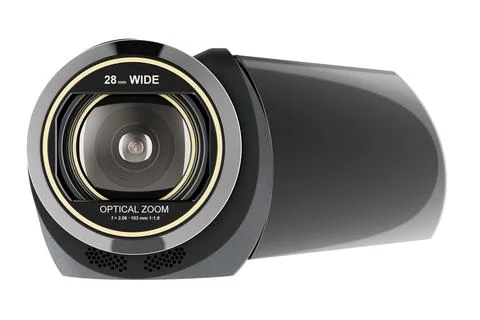 Videcamera, camcorder, front view. 3D rendering Stock Illustration