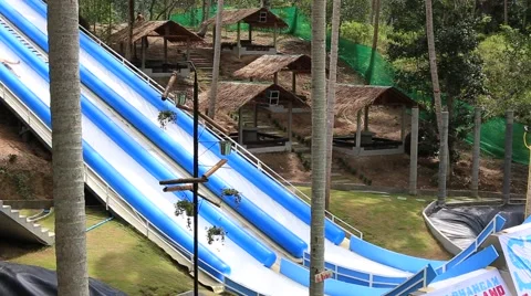 Video 1920x1080 - people jump in the pool in the attraction Slip N Fly Stock Footage 46830306