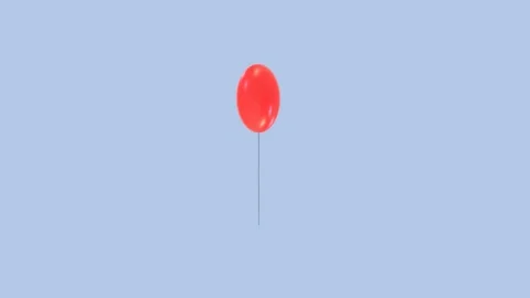 Video 3D Animation: Slow Motion Zoom of a Red Balloon - Light Blue Background Stock Footage 269140648