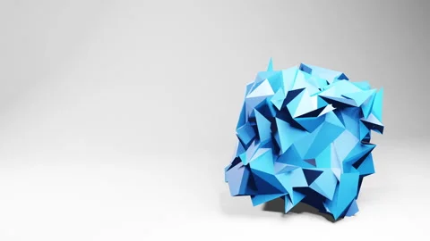 Video of 3d crumpled cube rotating in white light studio. Dynamic abstract Stock Footage 265215587