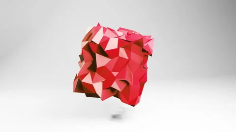 Video of 3d crumpled cube rotating in white light studio. Dynamic abstract Stock Footage 265642332
