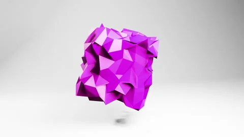 Video of 3d crumpled cube rotating in white light studio. Dynamic abstract Stock Footage 265734747