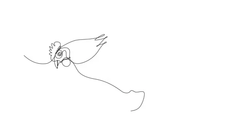 Video 4K of a hen one line art. Easter design concept Stock Footage 149880820