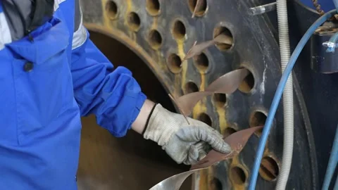 Video 4k resolution. Engineer inspects and repairs gas equipment of boiler room. Stock Footage 197786268