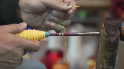 Video about handwork in yarn processing Stock Footage 236304840