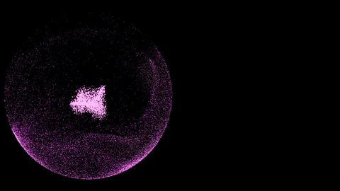 Video of abstract designed fetus from small swirling particles over black Stock Footage 121813391