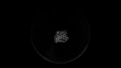 Video of abstract designed fetus from small swirling particles over black Stock Footage 121826698