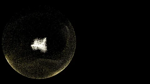 Video of abstract designed futus from small swirling particles over black Stock Footage 121804544