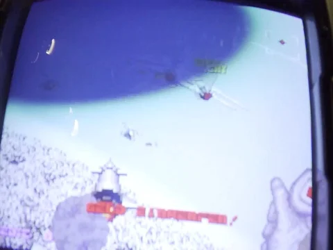 Video Action Game Arcade on screen vintage eightees ninetees Stock Footage 78609620