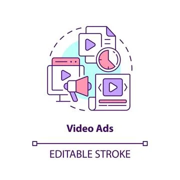 Video ads concept icon Stock Illustration