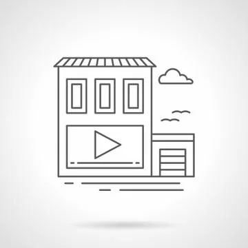 Video ads on store wall flat line vector icon Ilustración de archivo