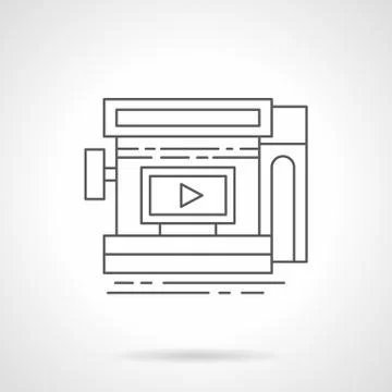 Video ads in storefront flat line vector icon Stock Illustration