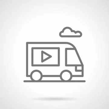 Video ads on van simple line vector icon Illustrazione stock