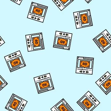 Video advertising vector seamless pattern Stock Illustration