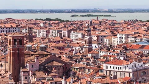 Video of aerial panoramic view of red roofs of Venice Stock Footage 150754102