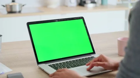 Video of afro business woman using laptop computer with a green screen on mon Stock Footage