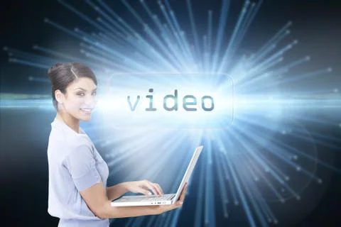 Video against abstract technology background Stock Illustration